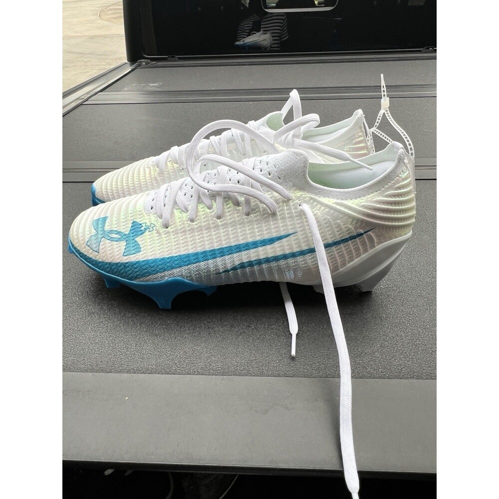 Under Armour Blur Pro Intelliknit Football Cleat Men 11.5 White Blue 3028220-110